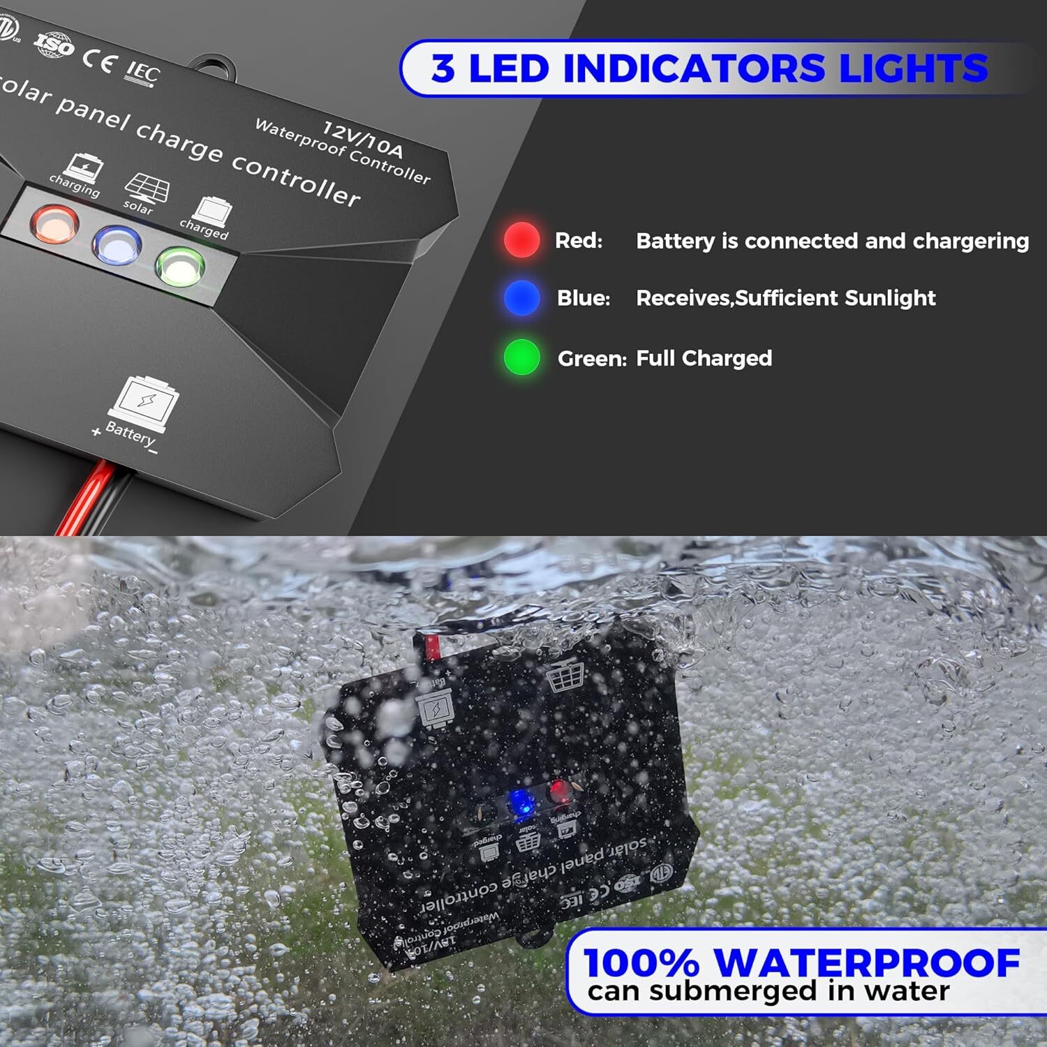 Voltset 20W Solar Battery Trickle Charger Maintainer + Upgrade 10A MPPT Charge