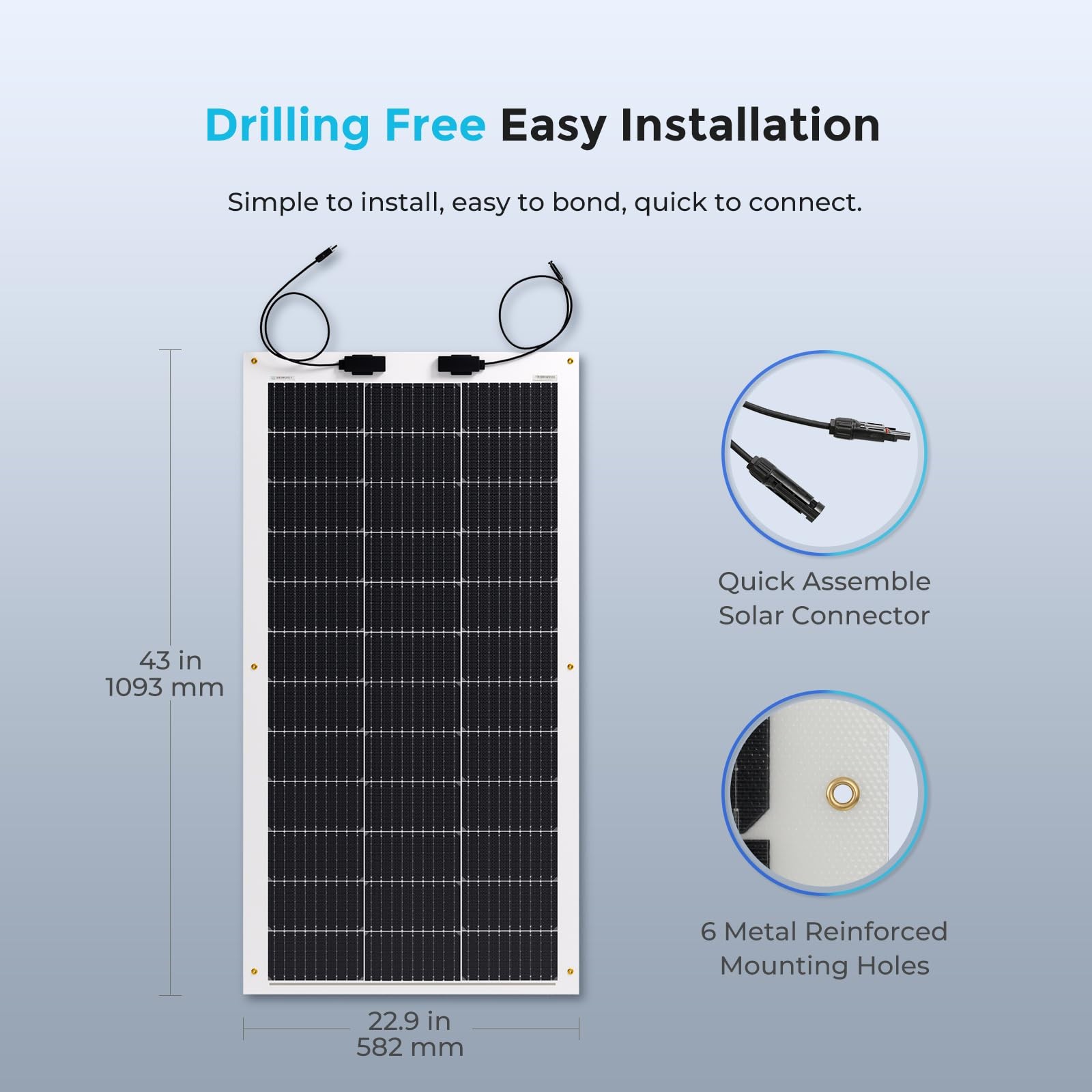 Renogy Flexible Solar Panel 100 Watt 12 Volt Monocrystalline Semi-Flexible