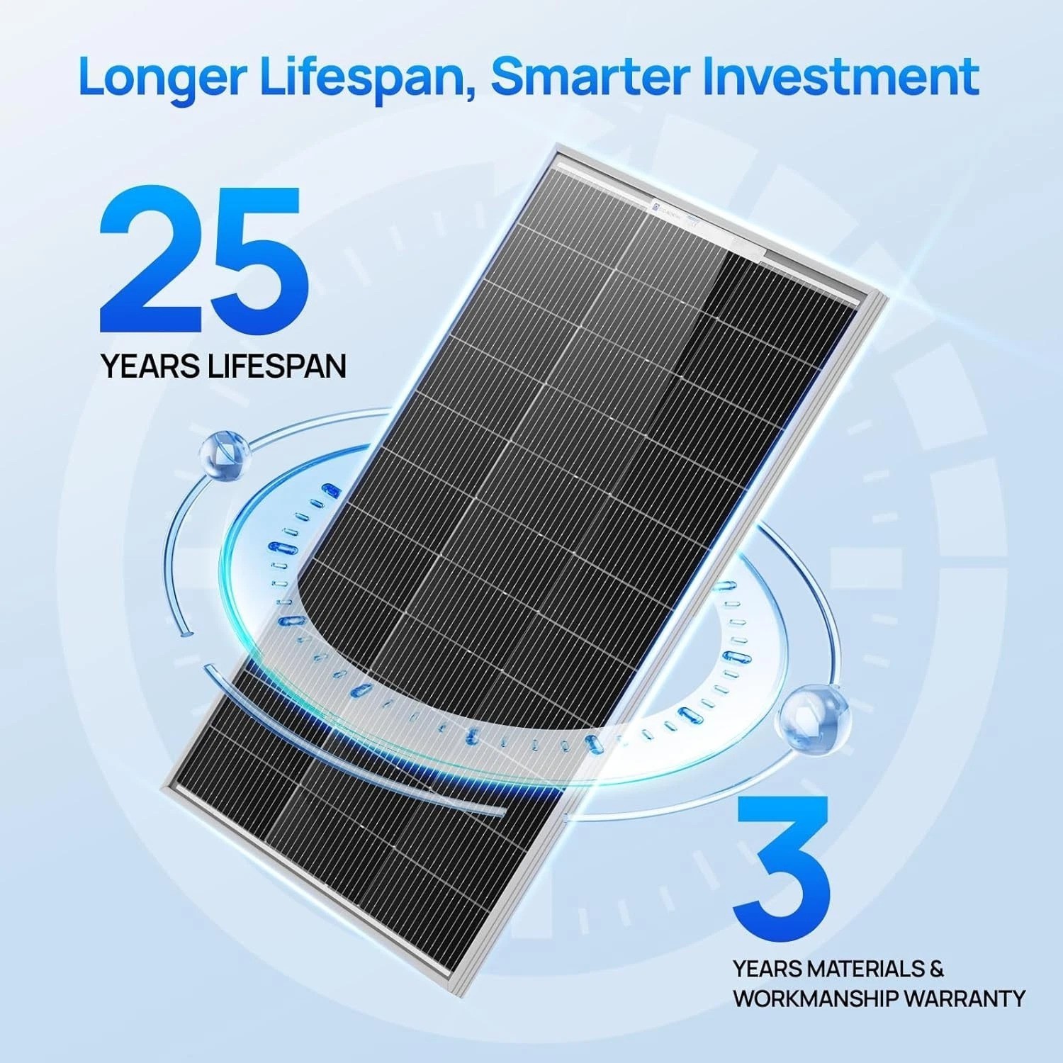 25% Efficient 100W Bifacial Solar Panel – Perfect for RVs & Off-Grid Systems
