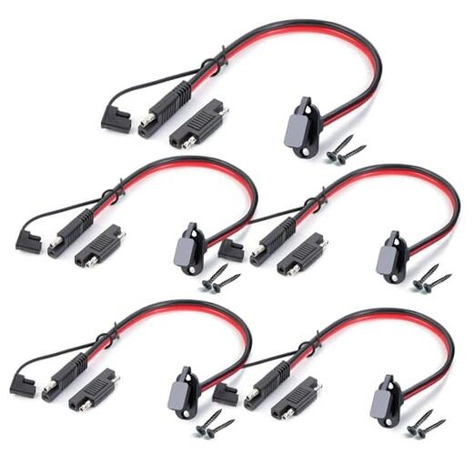 5 PCS SAE Quick Connector Harness, 1 FT – 10 AWG 5 pack (1 FT/30 cm-10 AWG)