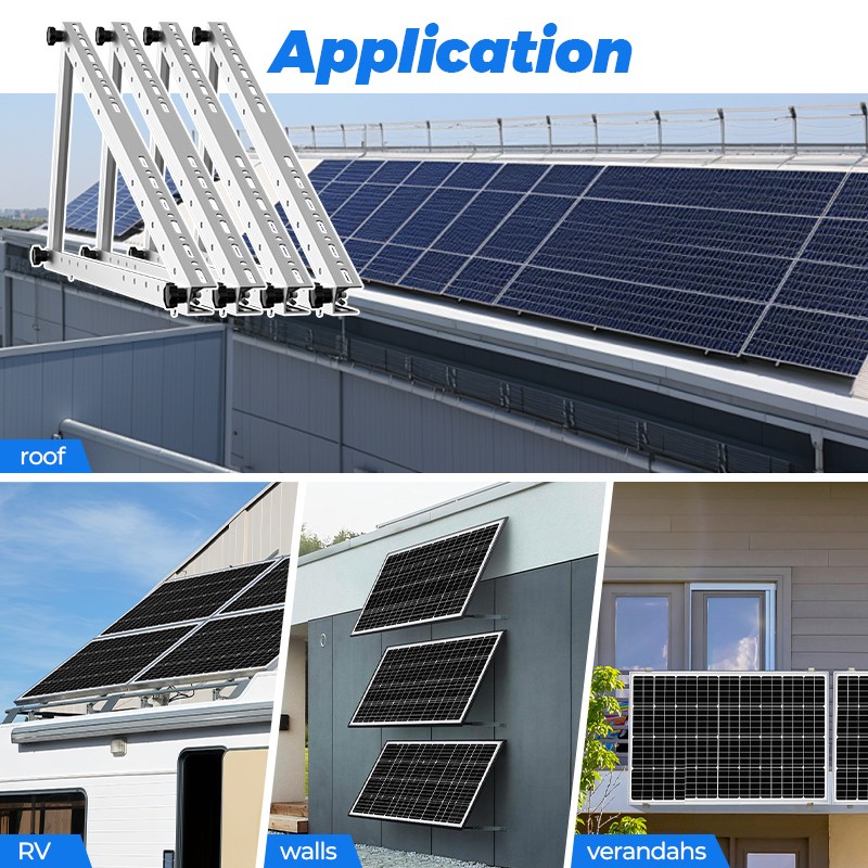 Solar Panel RV Tilt Mount Brackets Ground Roof Flat Surface Adjustable Frame