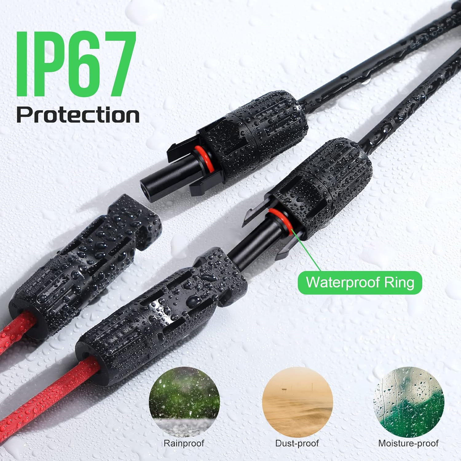 Solar Connectors 30A Y-Branch Cable, Solar Cable Parallel Adaptor in Pair with 2