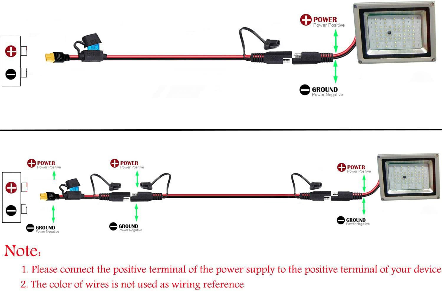 10AWG SAE to XT60 Connector Extension Cable,With 15A Protection Fuse for Safety,