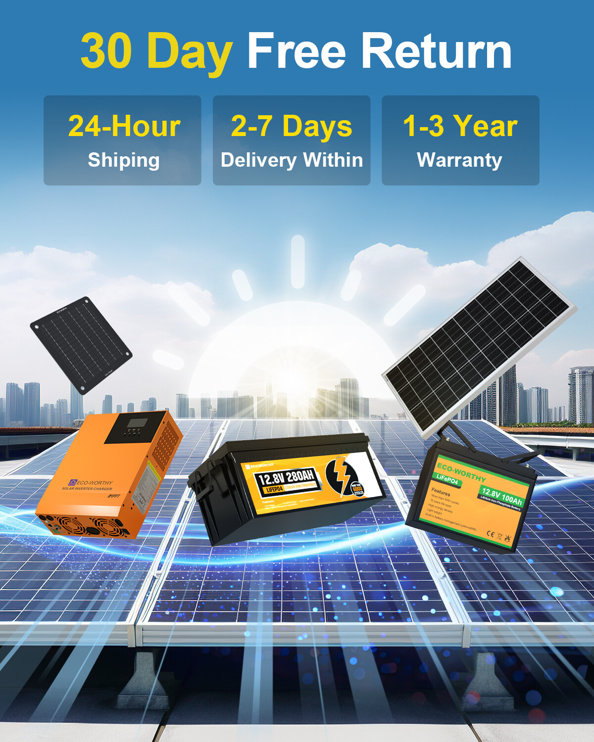 ECO-WORTHY 10KW Output 16.07KWH Off Grid Solar System Complete Kit for Home