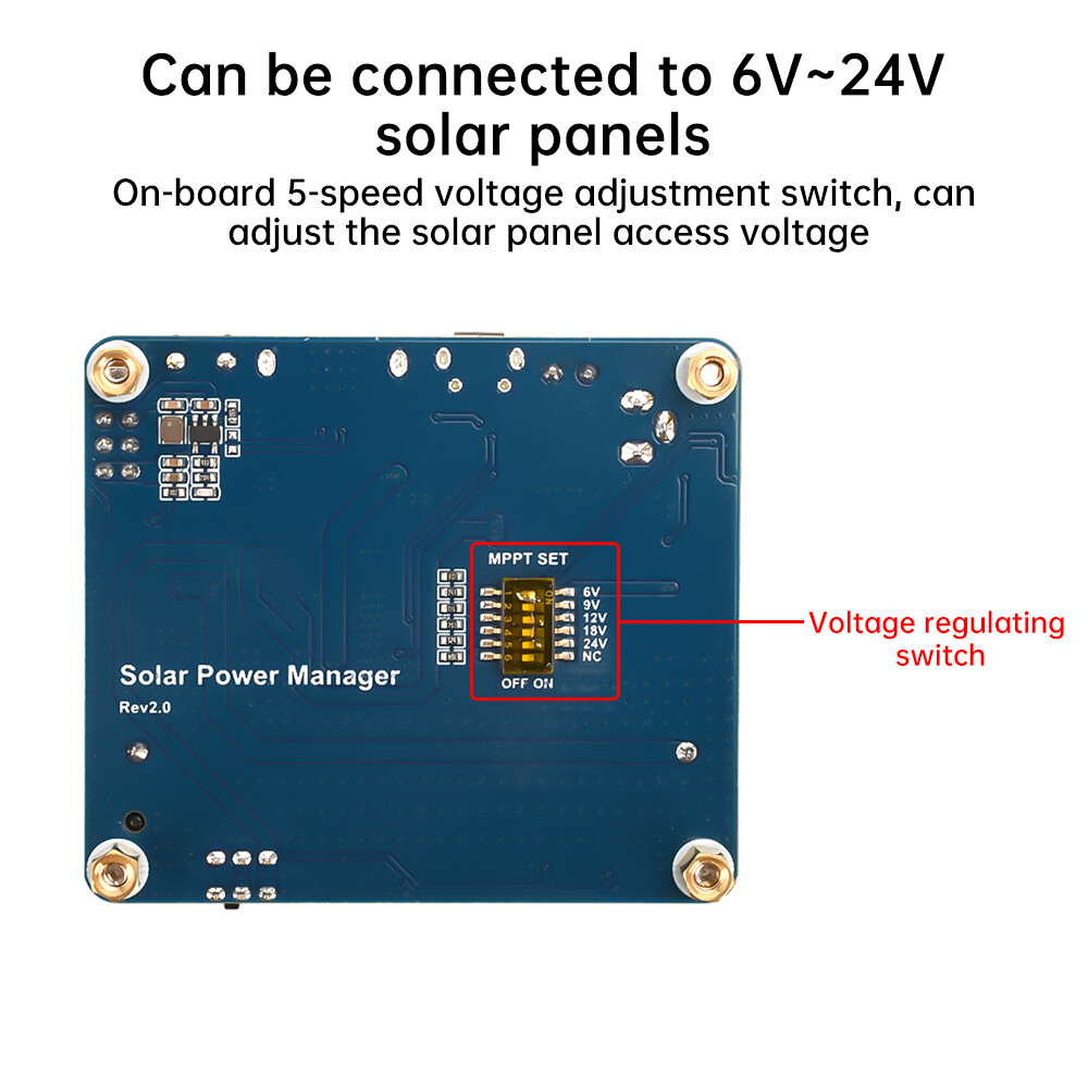 6V~24V Solar Panel Power Management Module Support MPPT 850mAh Li-ion Battery