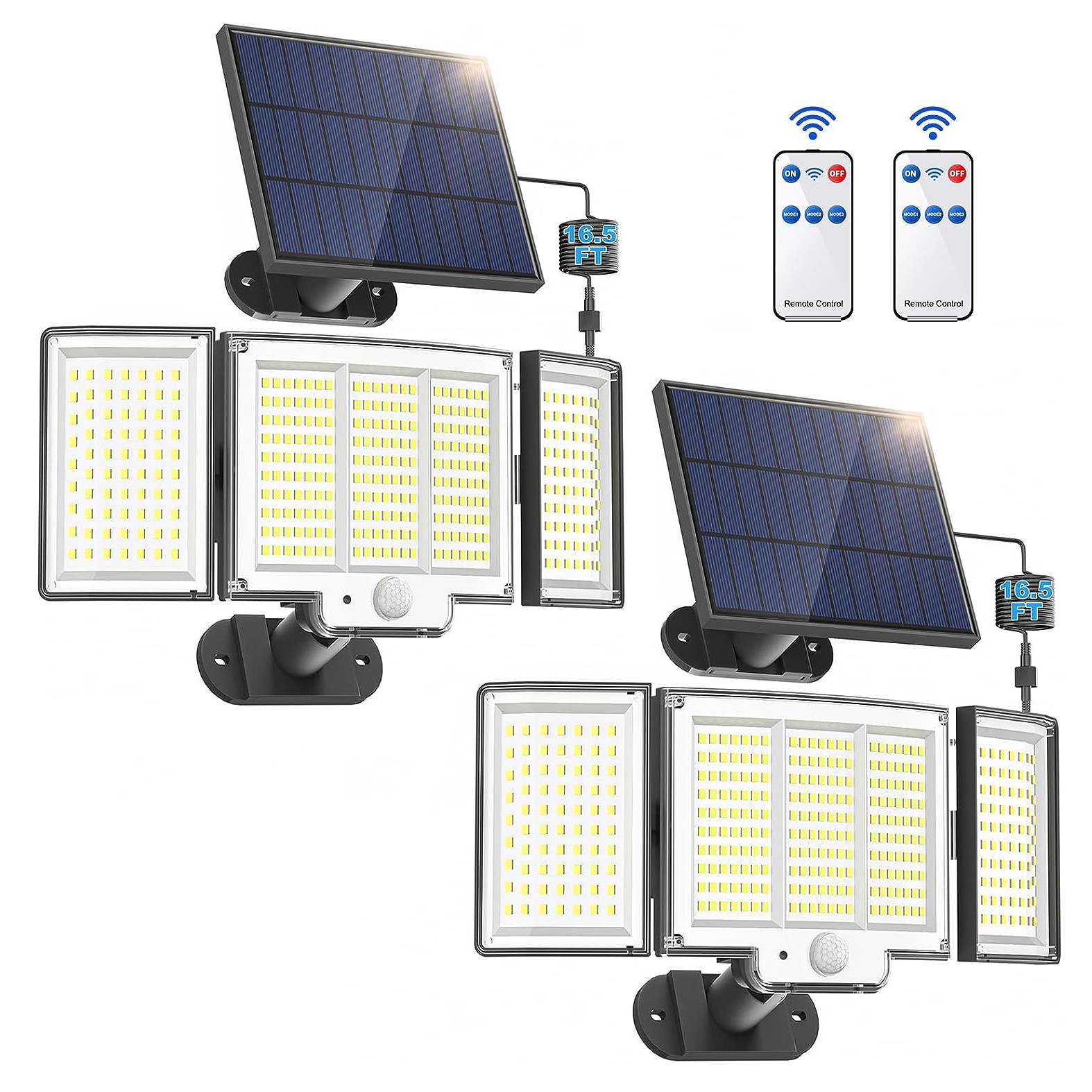 1,2 Pack Solar Lights Outdoor 348 LED Motion Sensor Lights With Remote Control