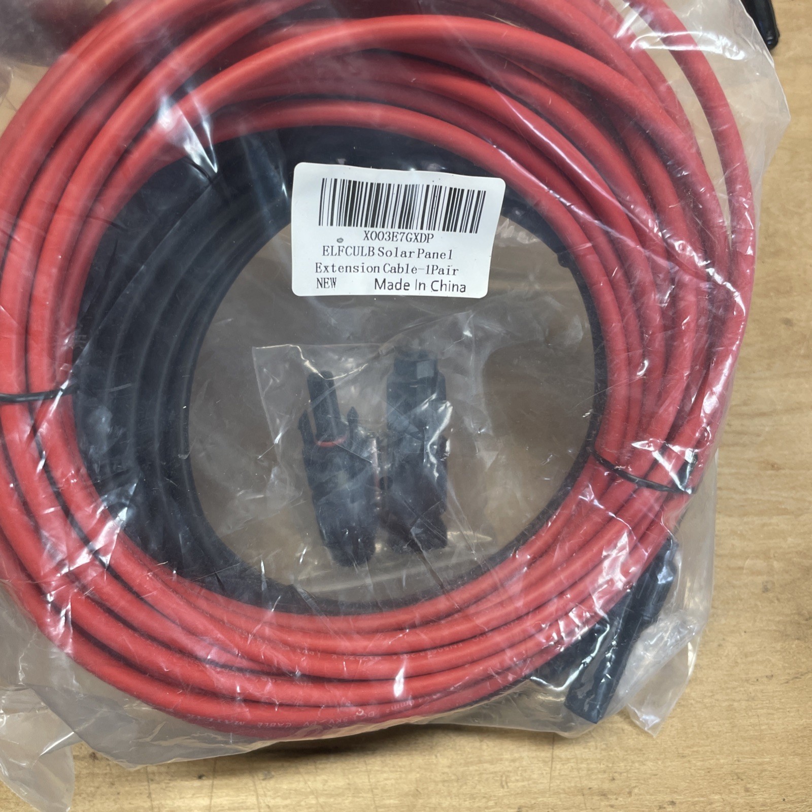 ELFCULB Solar Panel Extension Cable – 12AWG 30FT Black and Red With Male/Female