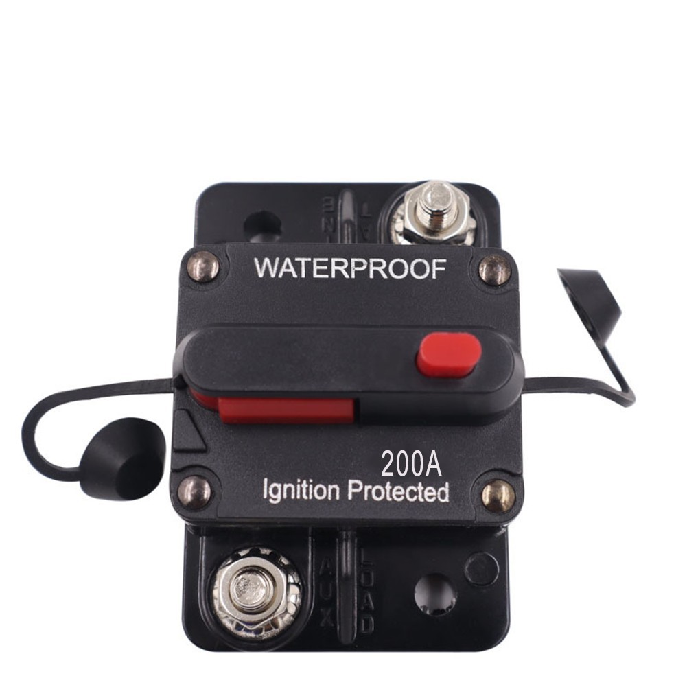Innovative Push Button Manual Reset on a 200A DC Circuit Breaker Holder