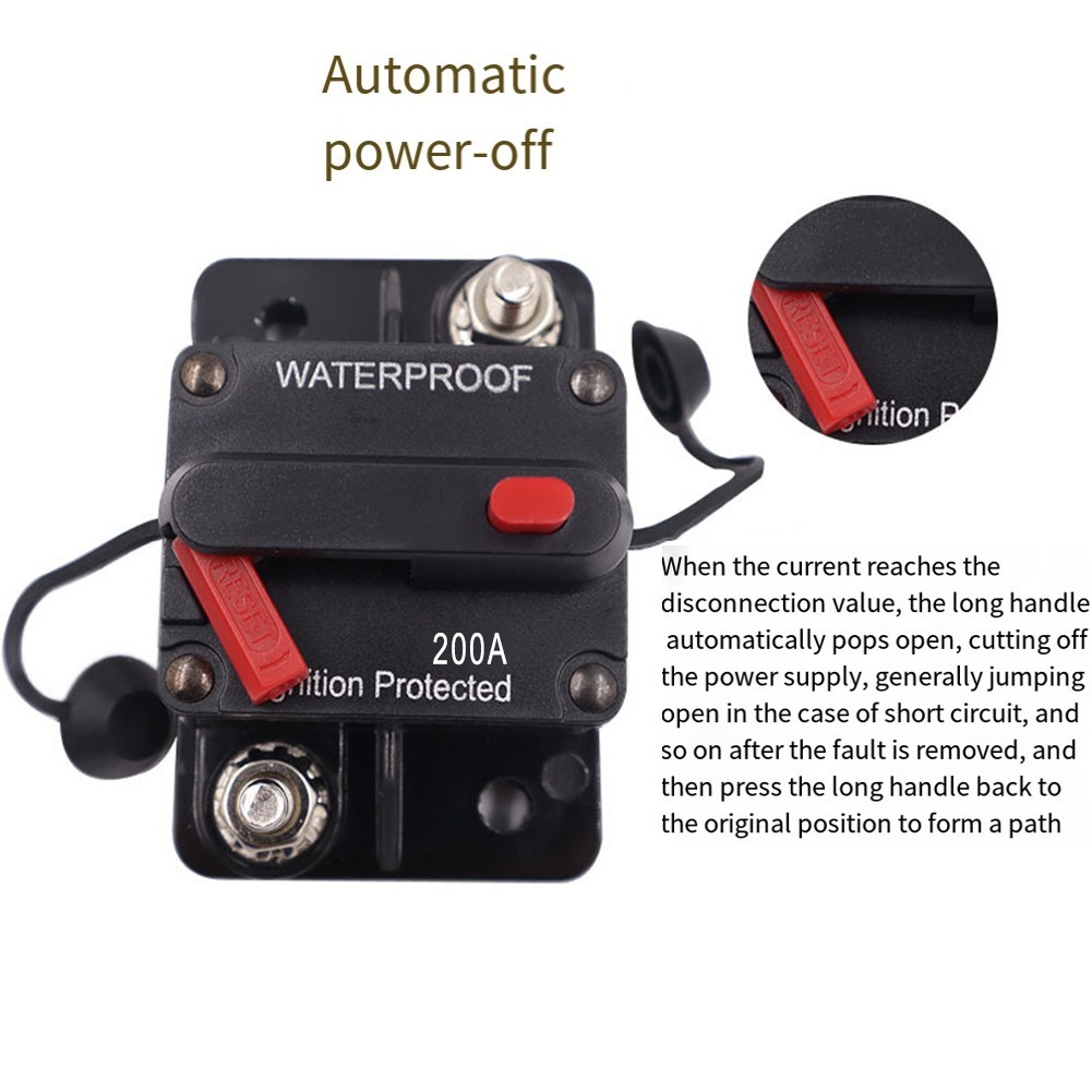 Innovative Push Button Manual Reset on a 200A DC Circuit Breaker Holder
