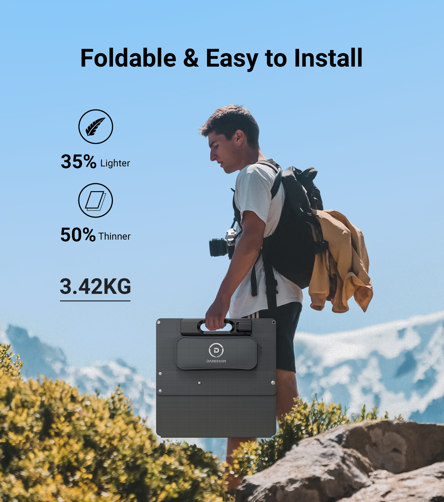 Dabbsson Portable Solar Panel Folding 120W IP67 Monocrystalline Design Outdoor