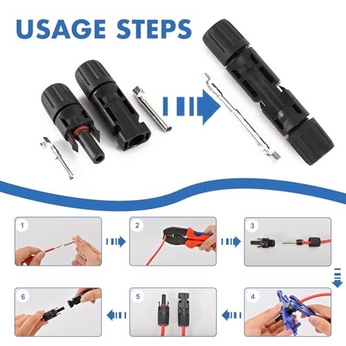 40 PCS Solar Connectors Waterproof IP67, MC4 1000V 30A, 20 Pairs with Spanners