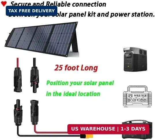 12AWG 25FT Solar to XT60 Cable,Solar Charge Cable with XT60 Female Adapter for P