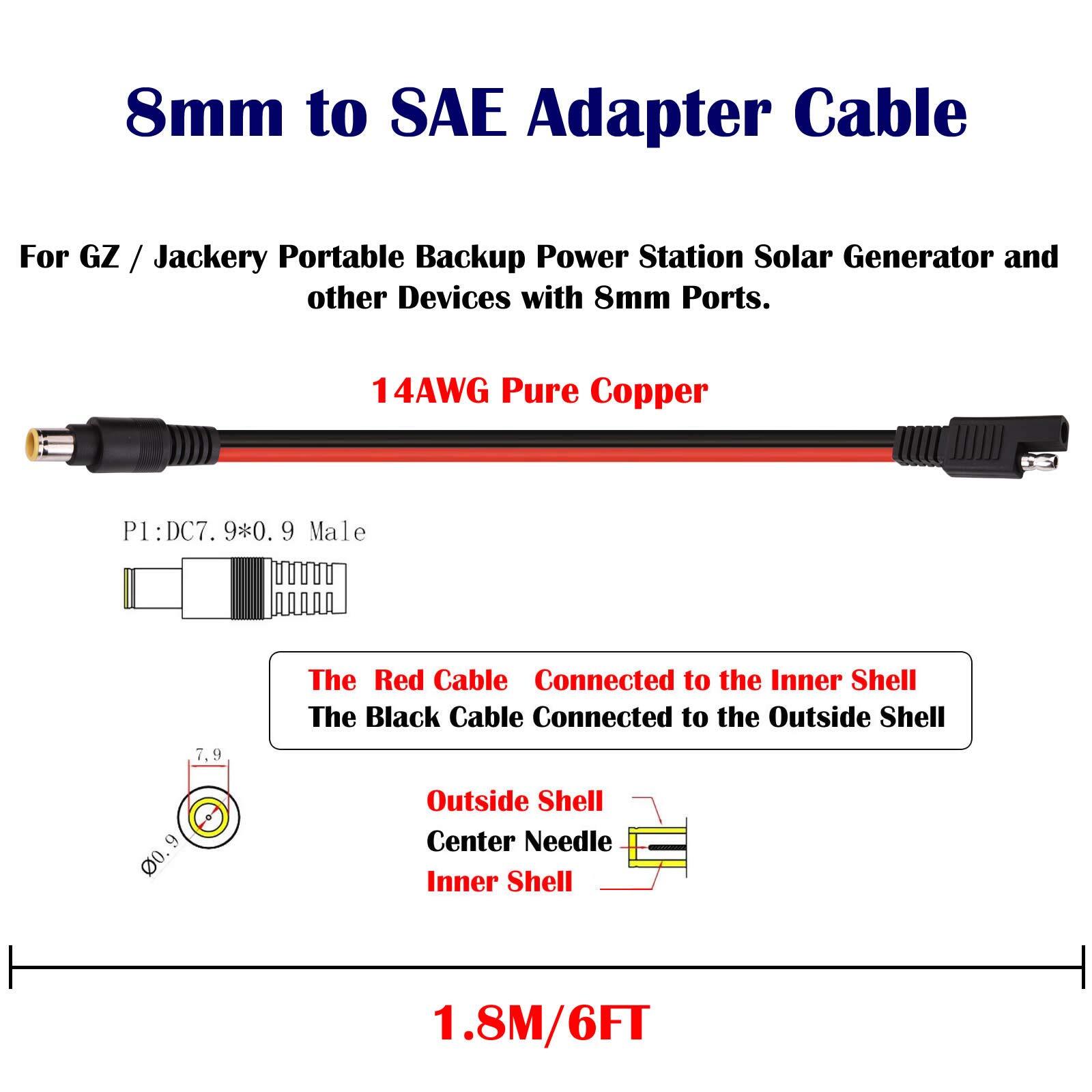 DC 8mm Male to SAE Connector Adapter – 14 Gauge Cable Compatible