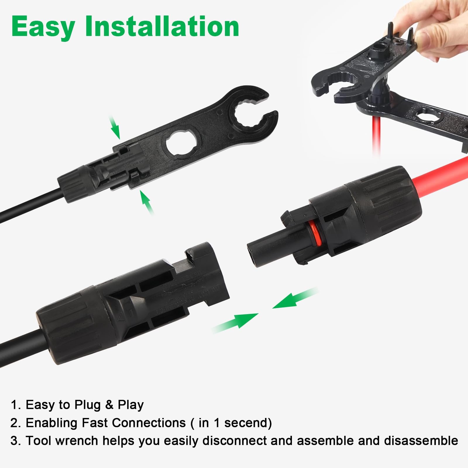Solar Connectors Y Branch Parallel Adapter Cable 10AWG, Solar Panel 1 to 2 Co…