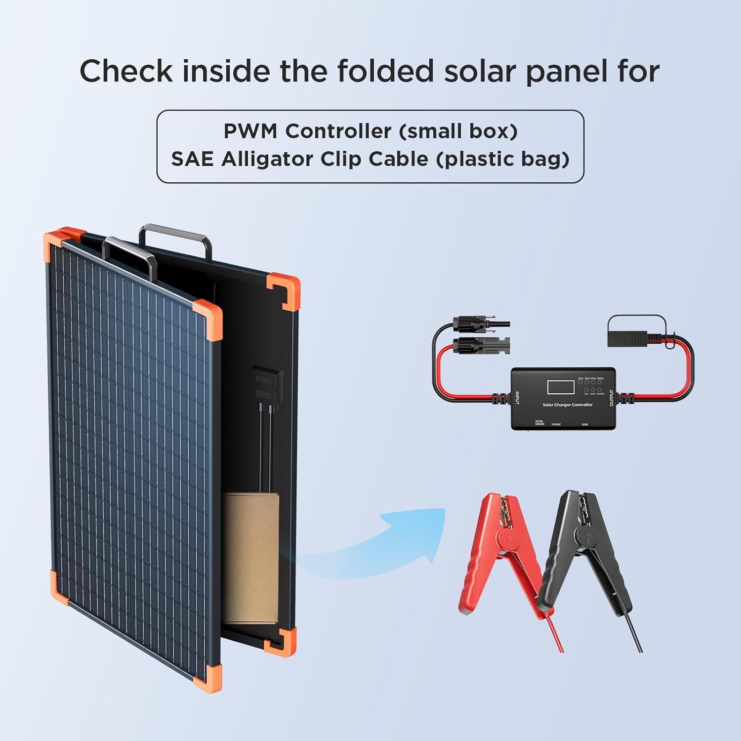 ZOUPW 100W Portable Solar Panel Foldable Tempered Glass
