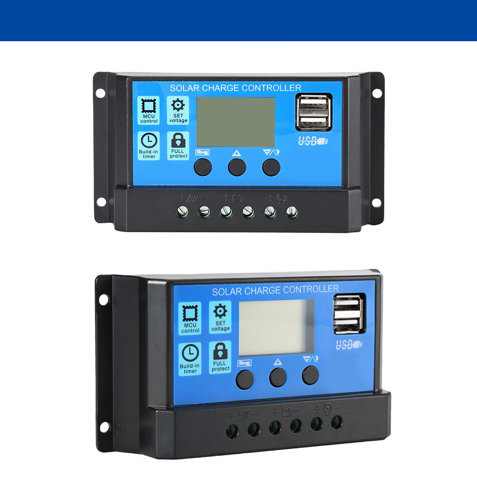 Solar Charge Controller 12V 24V 10A 20A 30A 40A 50A 60A 100A Dual USB Regulator