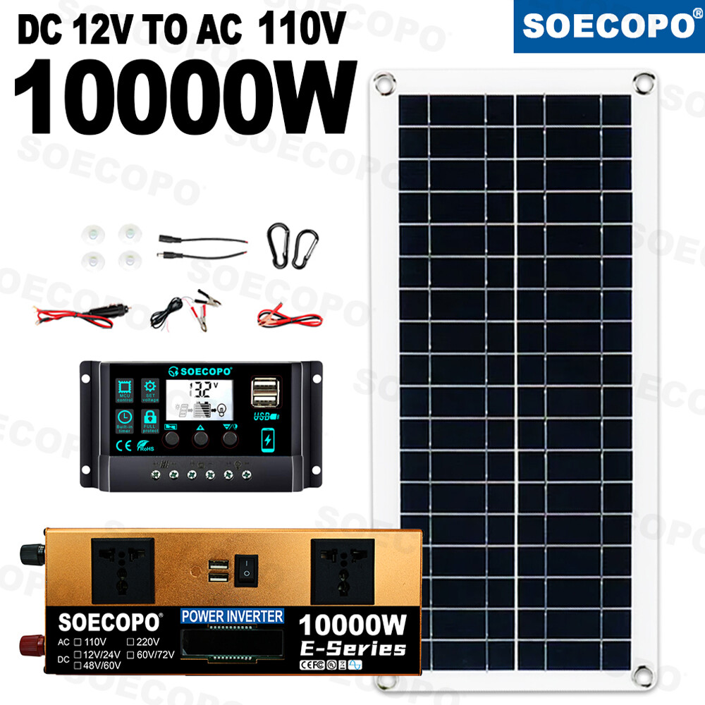 10000W Power Inverter Solar Generator With 200W Solar Panel Home Complete Set