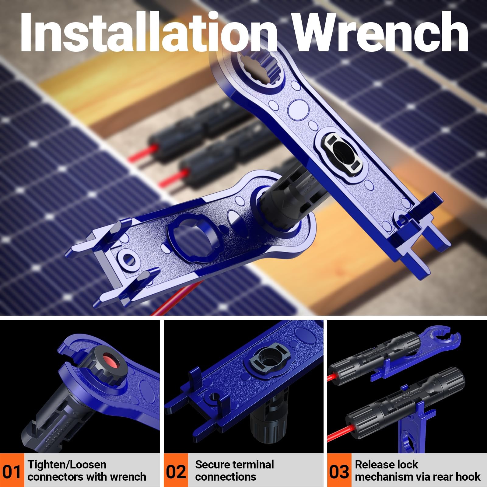 Solar Crimper Tool Kit, 10 Pairs MC4 Connectors & 2 Wrench, 1 Ratcheting Crim…