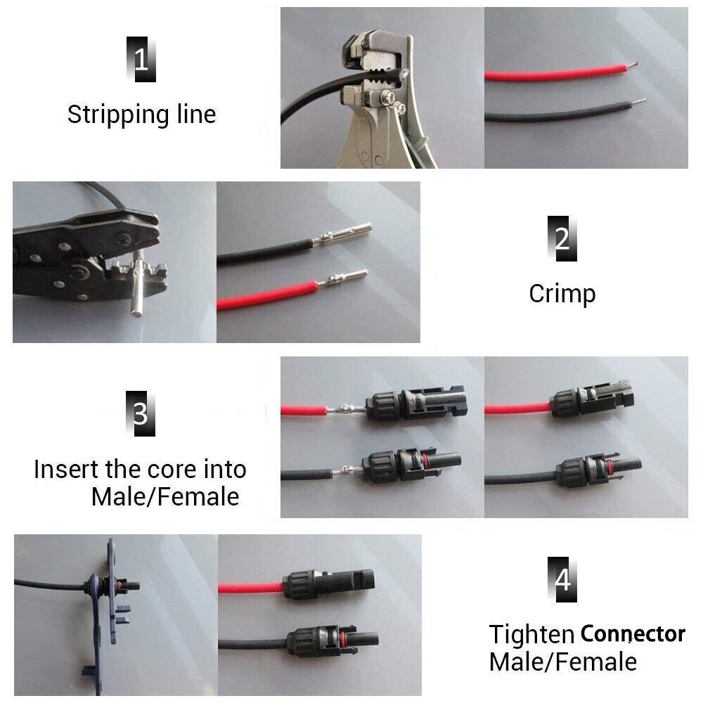 5 Pairs Solar Panel Cable Wire Connectors Adapter Male Female Kit Waterproof 30A
