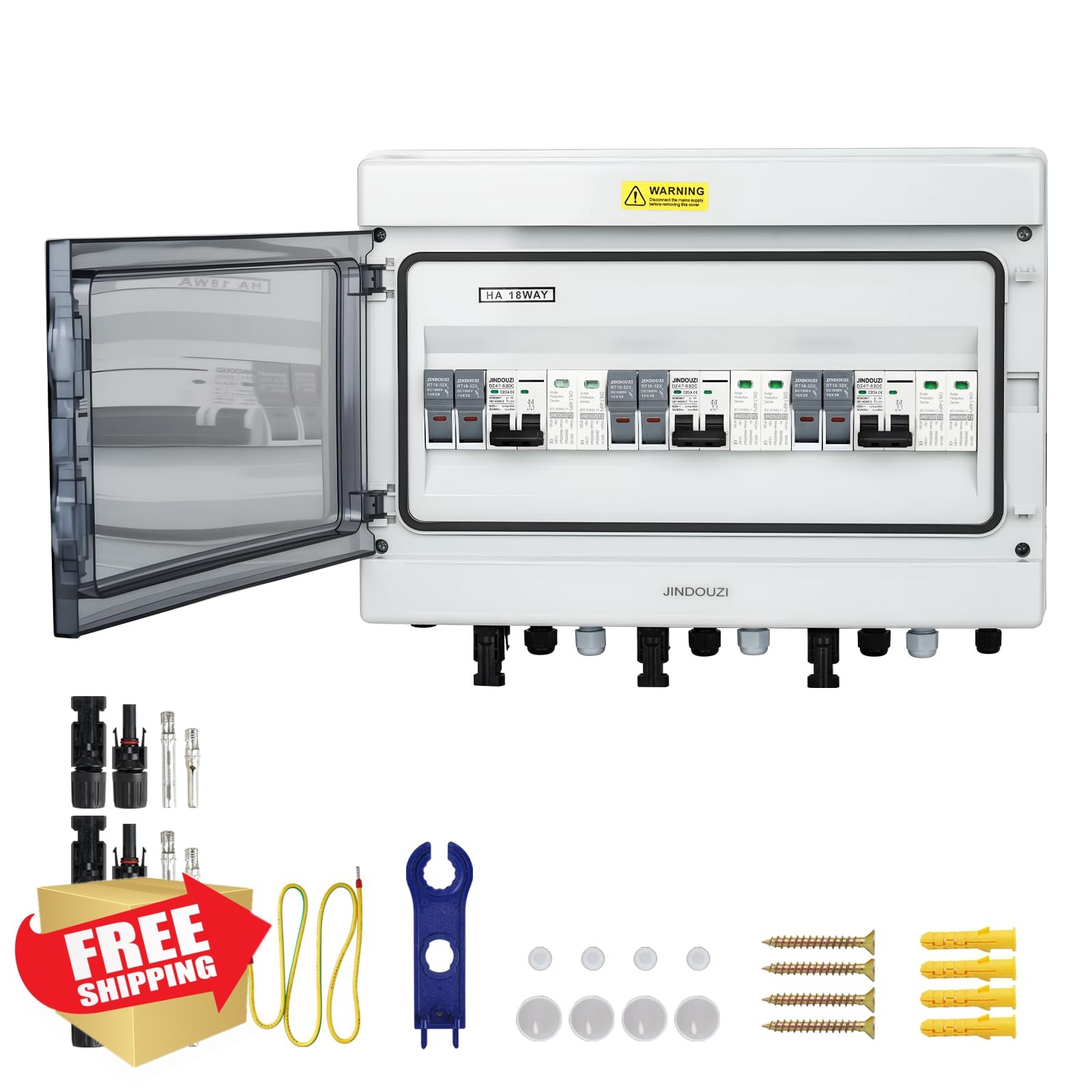 JINDOUZI 3 In 3 Out 20A 500V Solar Combiner Box