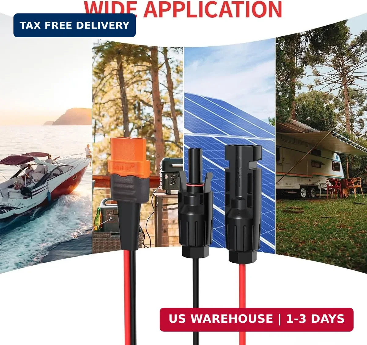 ELFCULB 10AWG 2FT Solar to XT60i Cable 2 10 25 35 50 75 100FT Solar Connector to