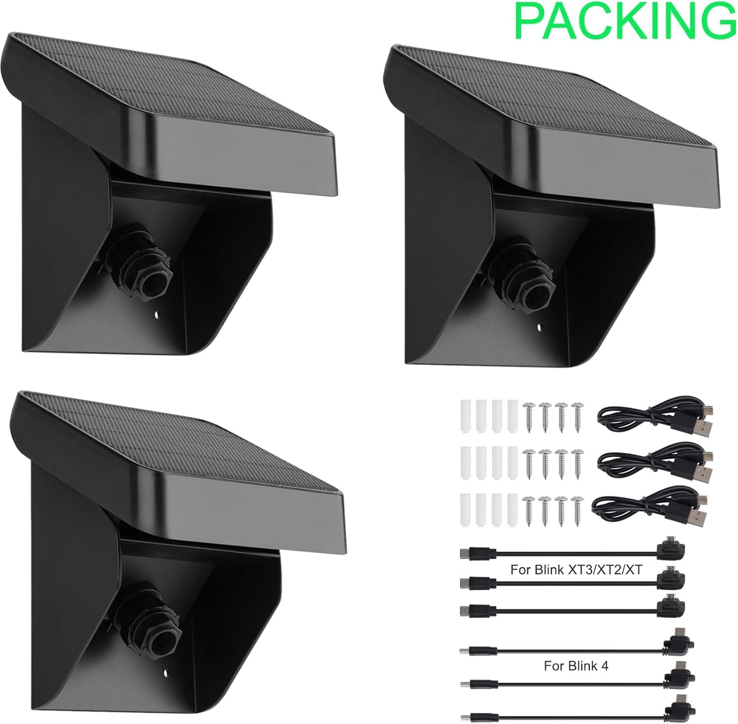 Blink Outdoor 4 Solar Panel Mount – 3 Pack Weatherproof, 3300mAh Battery, 2W …