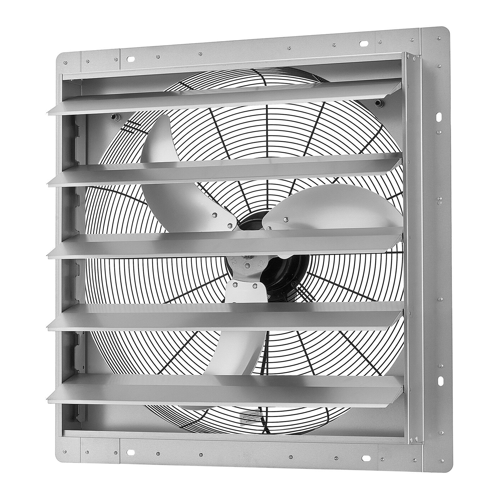 24 Inch Shutter Exhaust Fan Wall Mounted Automatic Louvers Silver, Sturdy Steel