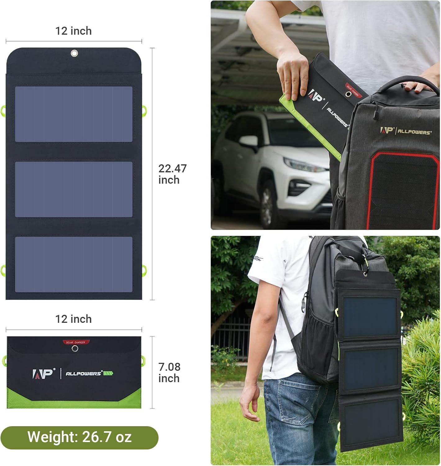 ALLPOWERS 5V 21W Solar Portable Folding Solar Panel Kit Solar Camping Charger