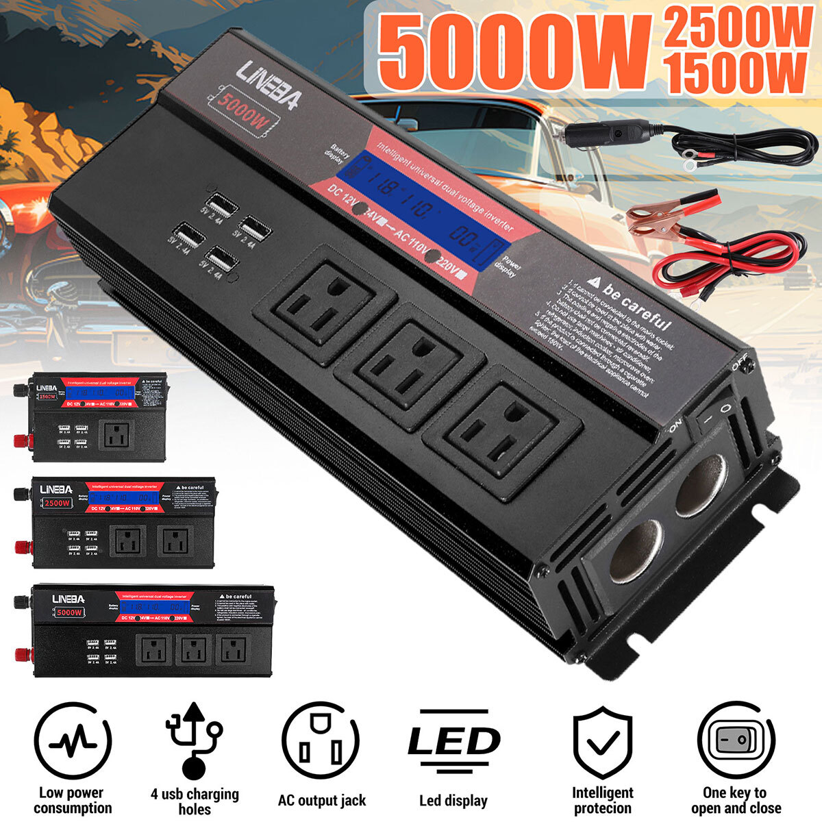 Home 110V Grid System Solar Panel Kit with 6000W Power Inverter&60A Controller