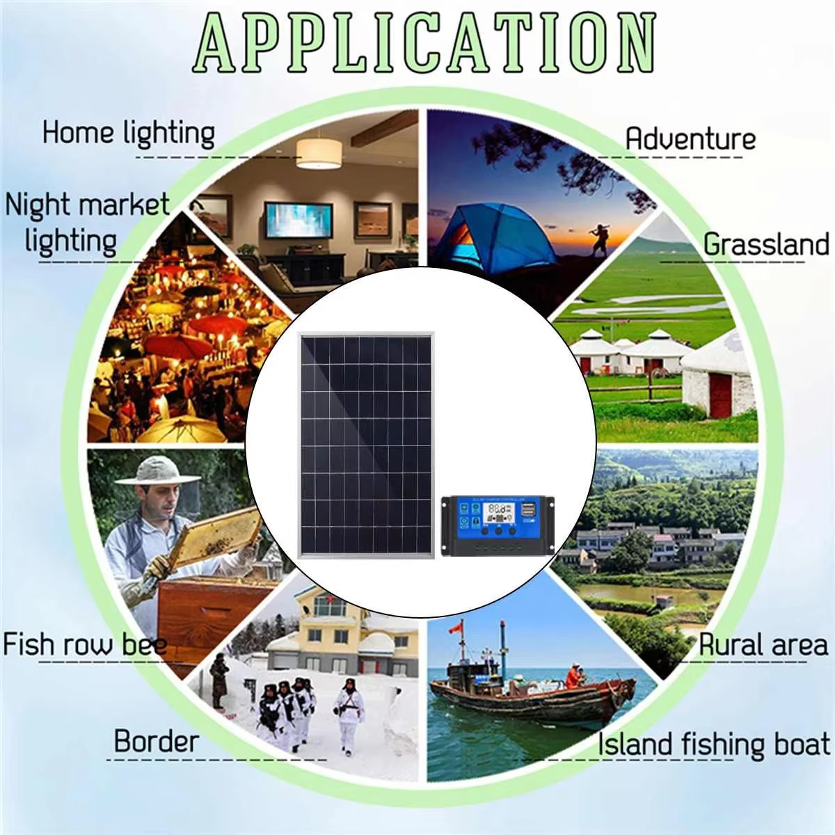 300W 12V Solar Panel Kit Complete Polycrystalline USB Power Portable Outdoor Rec