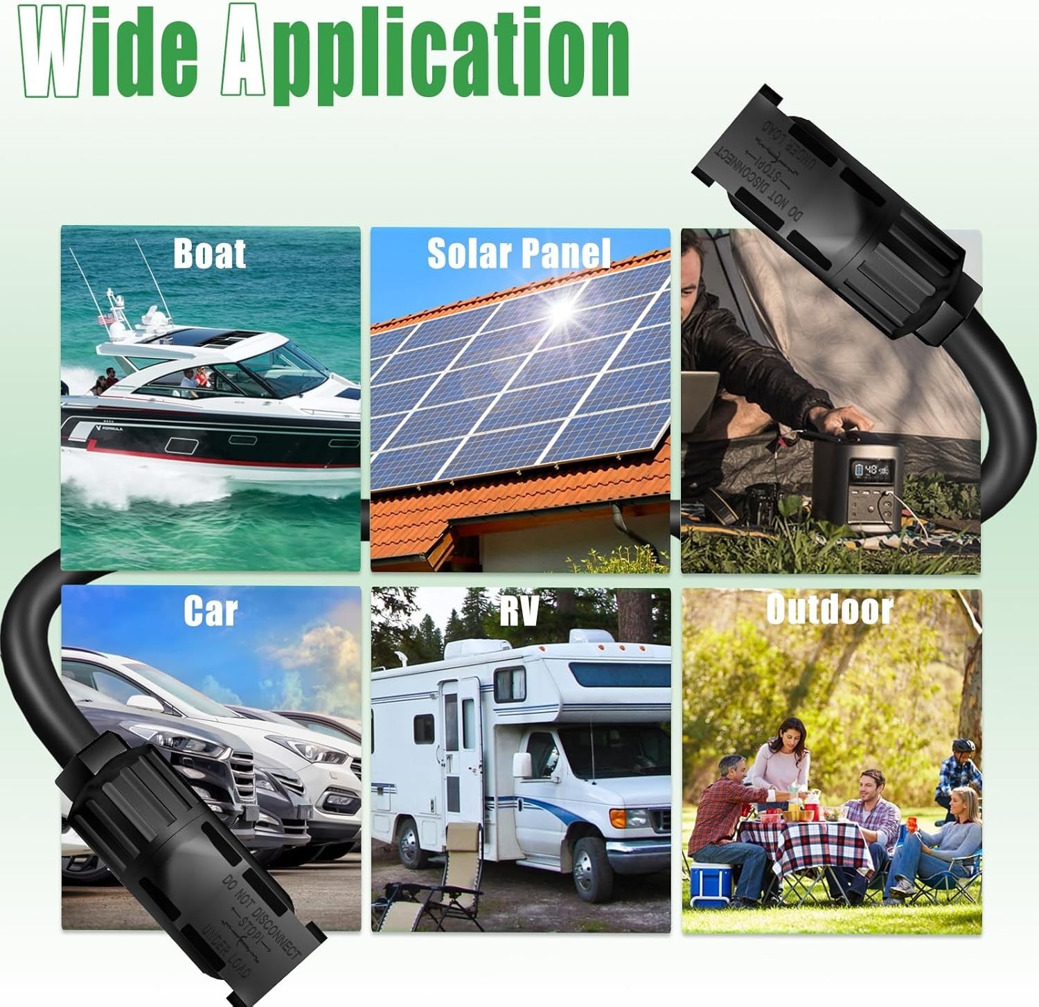 Multi-Use 30FT Solar Extension Cable – 10AWG with Weatherproof Connectors