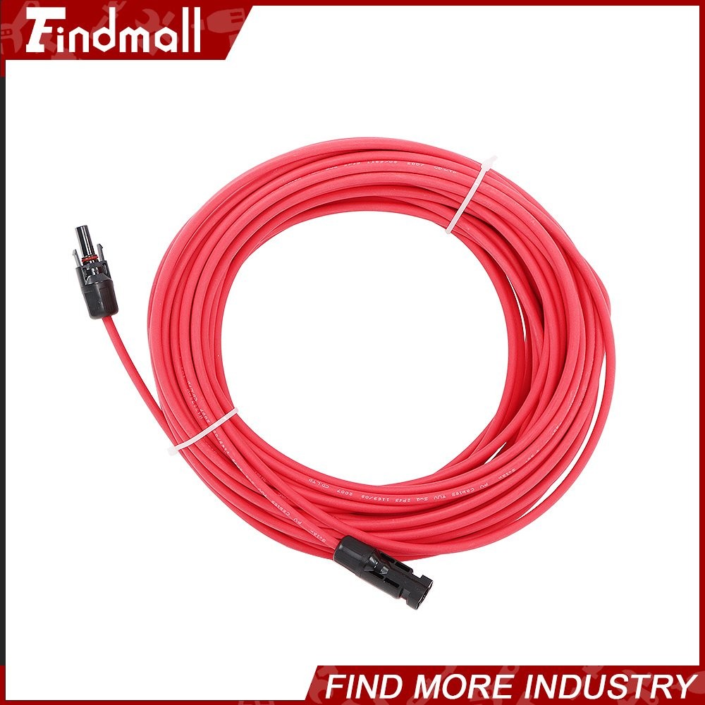 Findmall Red+Black W/ M4 Connector Solar Panel Wire Cable Weatherproof 20M 4mm²