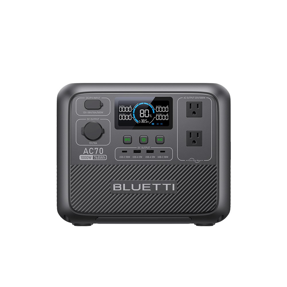 BLUETTI AC70 1000W 768Wh Portable Power Station Solar Generator for Outdoors