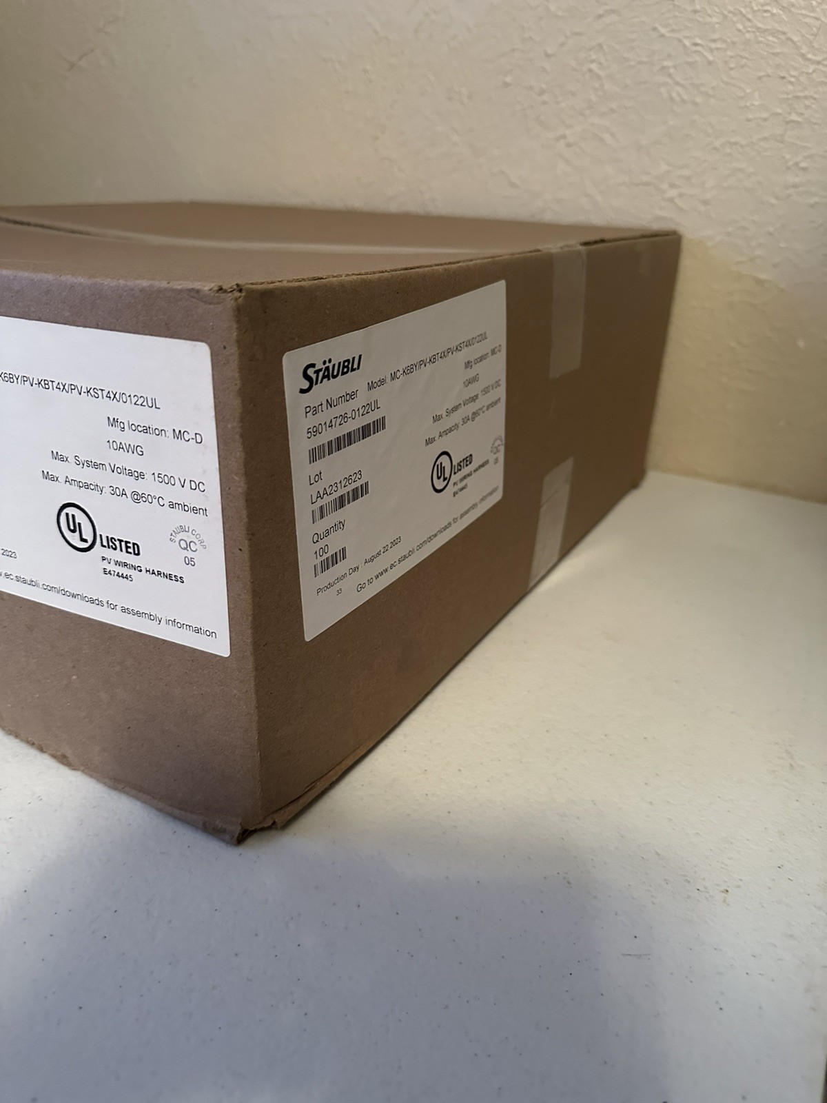 NEW SURPLUS! 100 Genuine Stäubli MC4 4ft 10AWG Solar Jumpers New Sealed Box