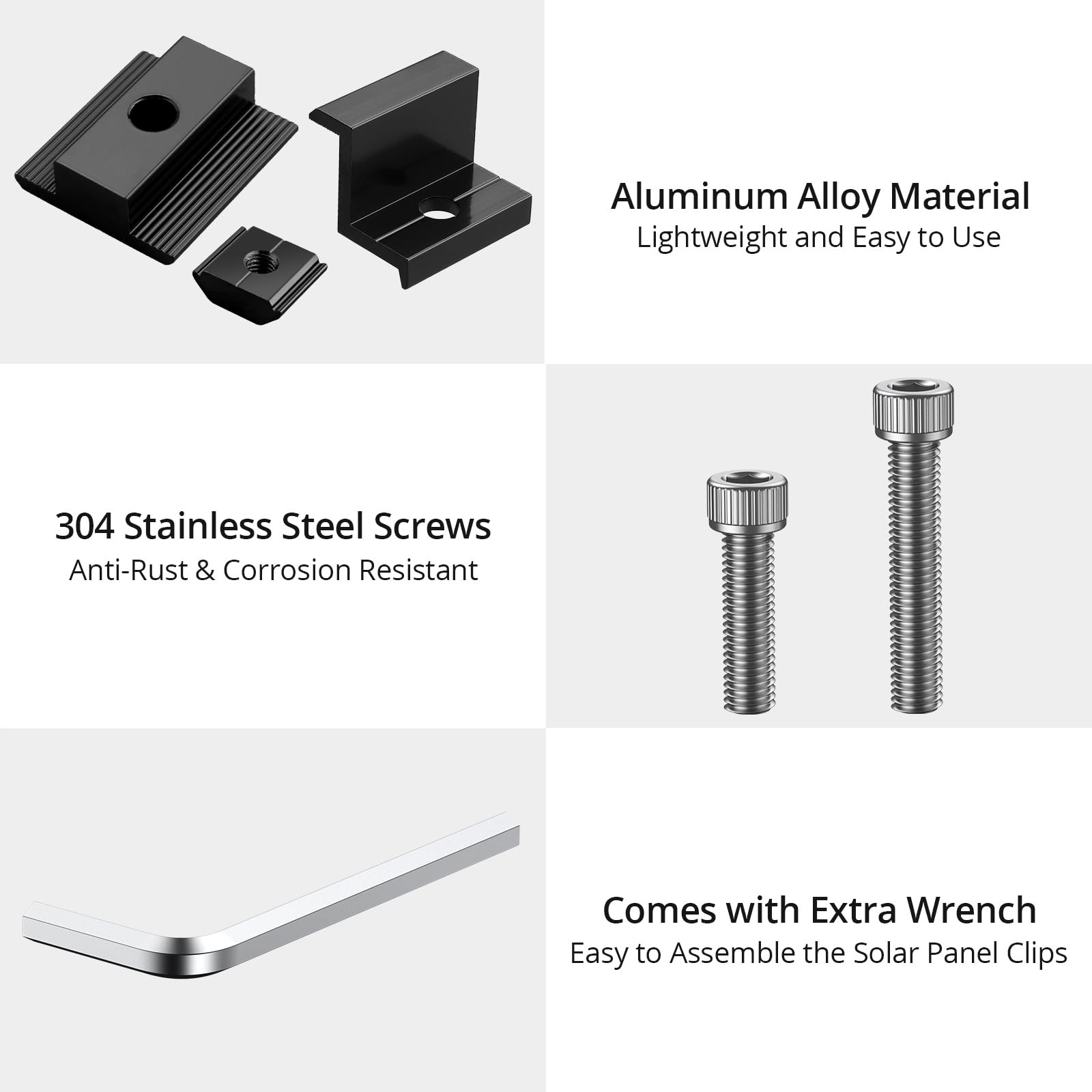 10 PCS Solar Panels Brackets 30mm, Aluminium 6 x T-Shaped Mid Clamps + 4 x En…