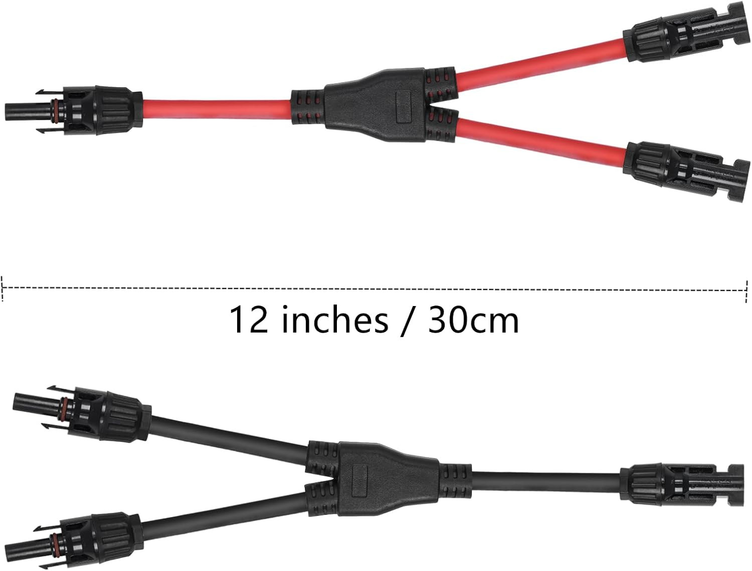 2 to 1 Solar Panel Connectors Y Branch Universal 10 AWG Solar Connectors (Red &