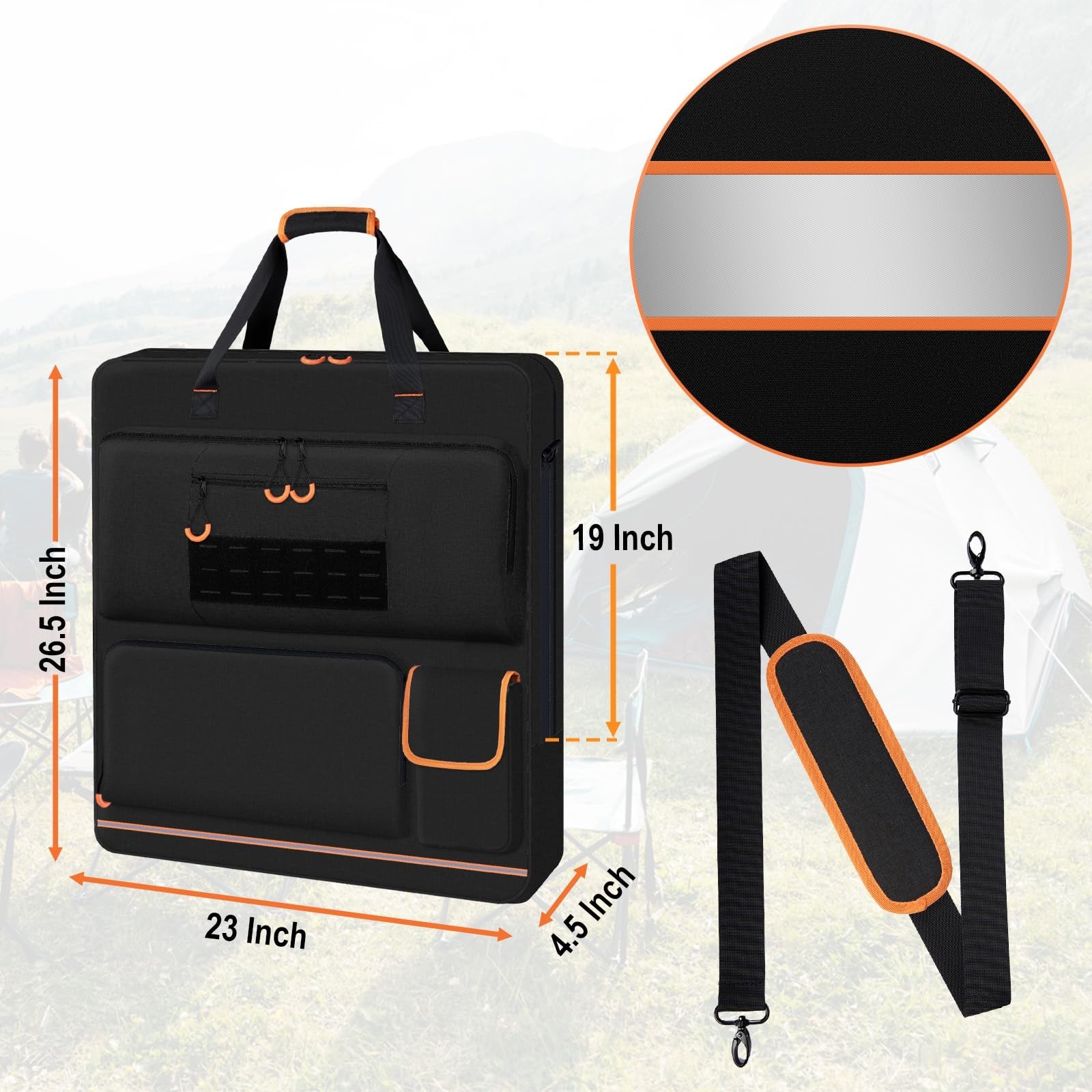 Solar Panel Carrying Case with Zipper, Deep Opening, Multi-Accessory Space – Fit