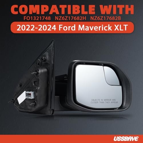 Side Mirror Assembly Compatible with 2022 R – 3 Pins & Textured Black &Primed