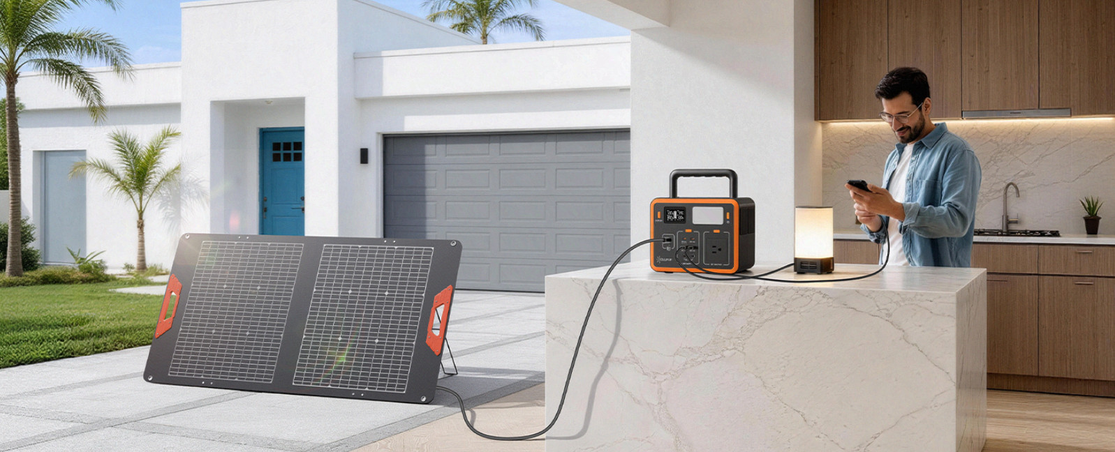 100W Bifacial Portable Solar Panel, 24% Efficiency, Foldable IP65 Charger