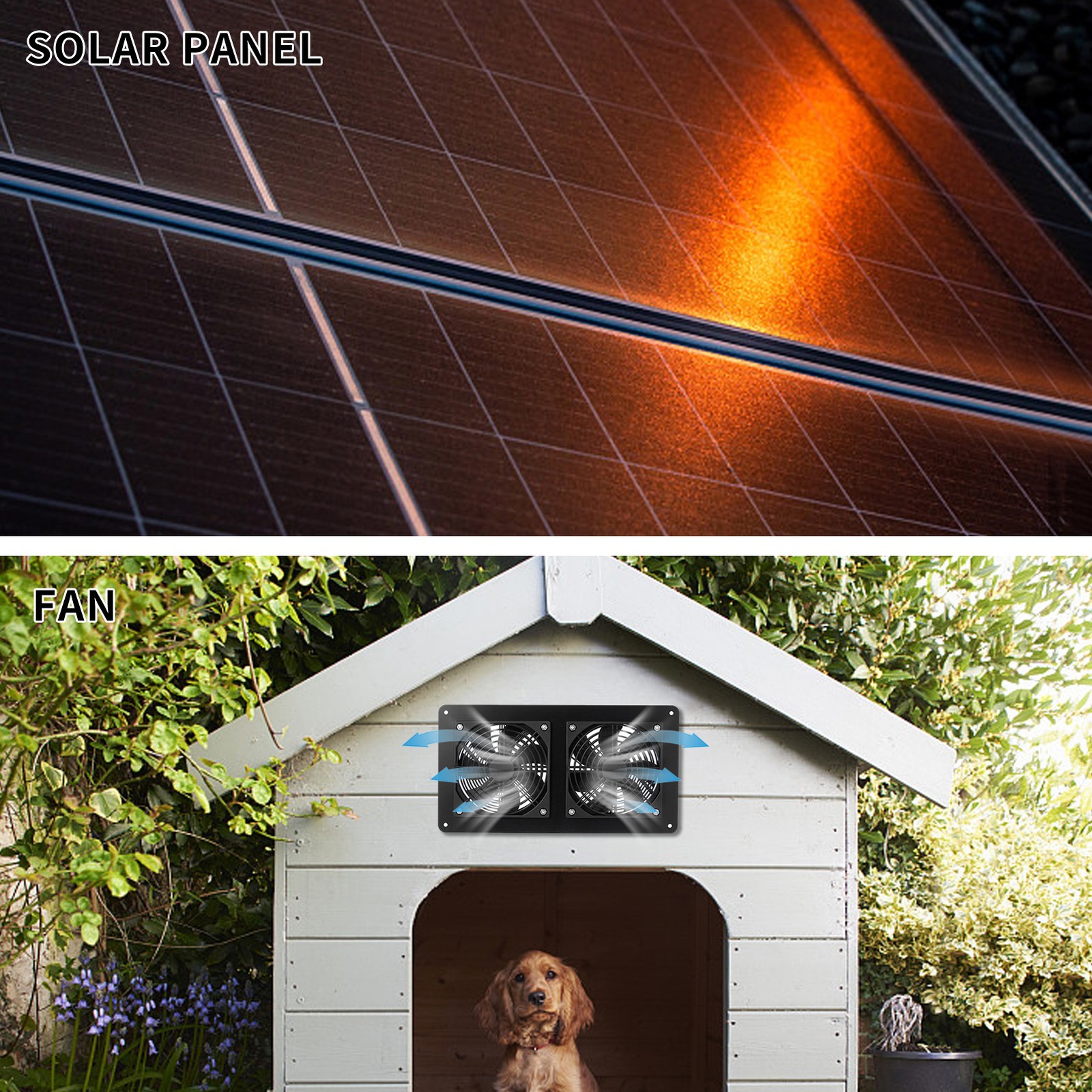 Solar Powered Dual Fan Panel Fan 10W Weatherproof Solar Panel Kit For Small NBQF