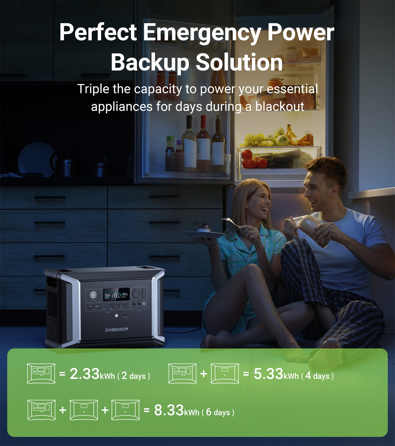 Dabbsson 2330Wh 2200W Power Station Solar Generator w/ 210W Folding Solar Panel