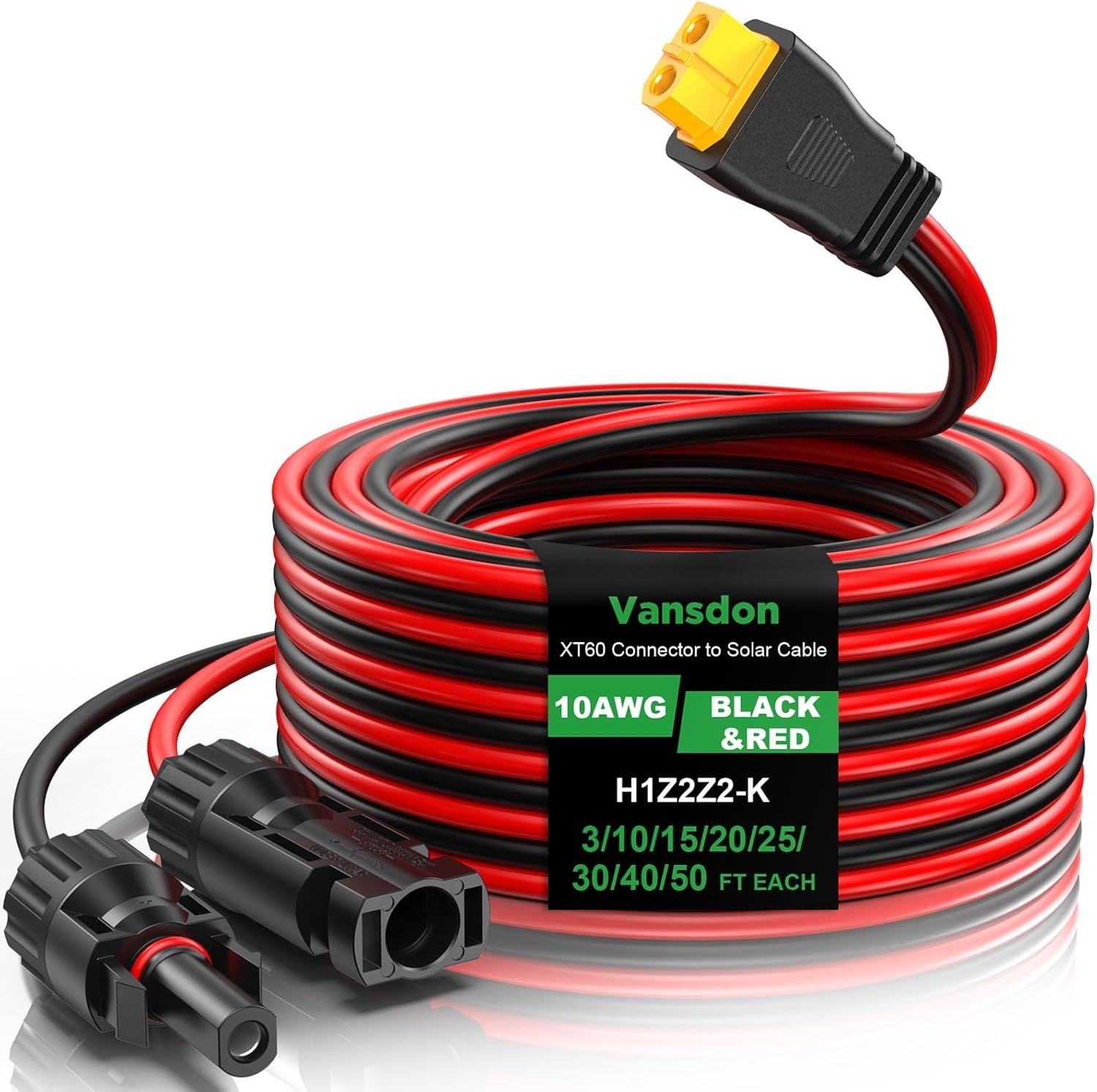 High-Quality 10AWG XT60 Solar Cable – 600V, 25FT for Efficient Power Transfer