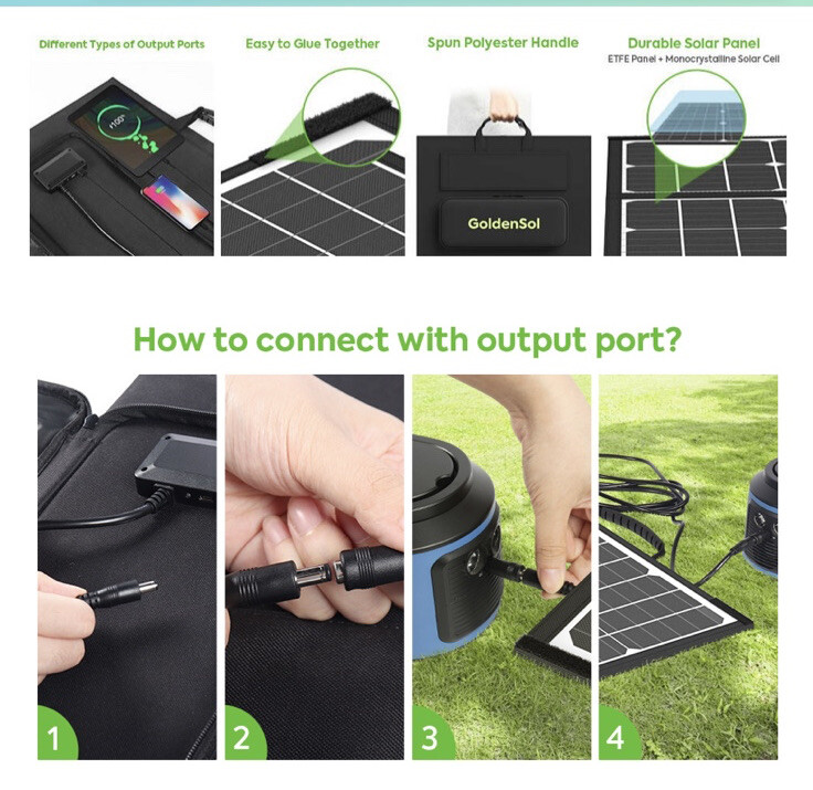 60W Portable Foldable Solar Panel Kit For Camping/RV/Solar Generator Free Ship