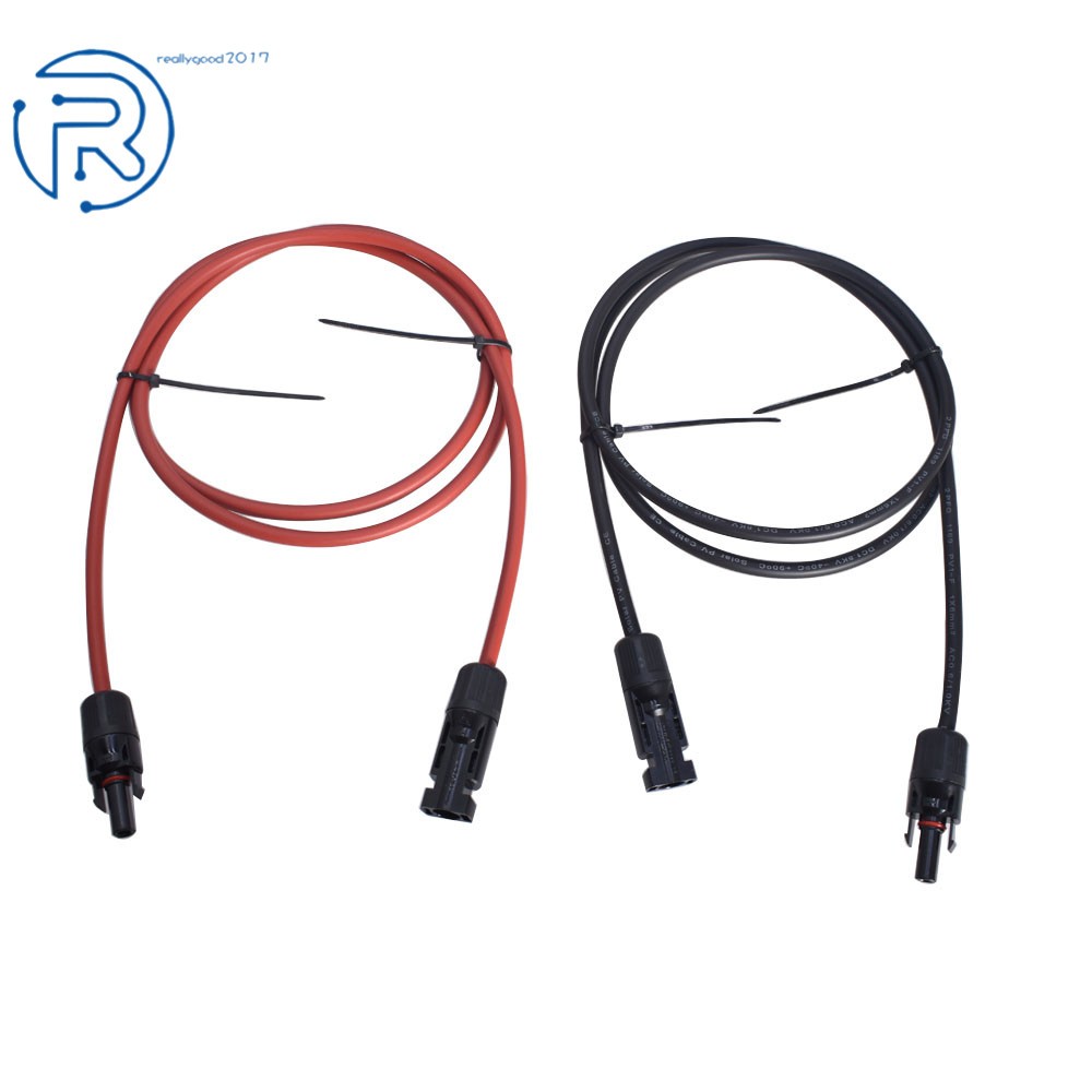 1 Pair Black + Red Solar Panel Extension Cable Wire Connector 12/10 AWG