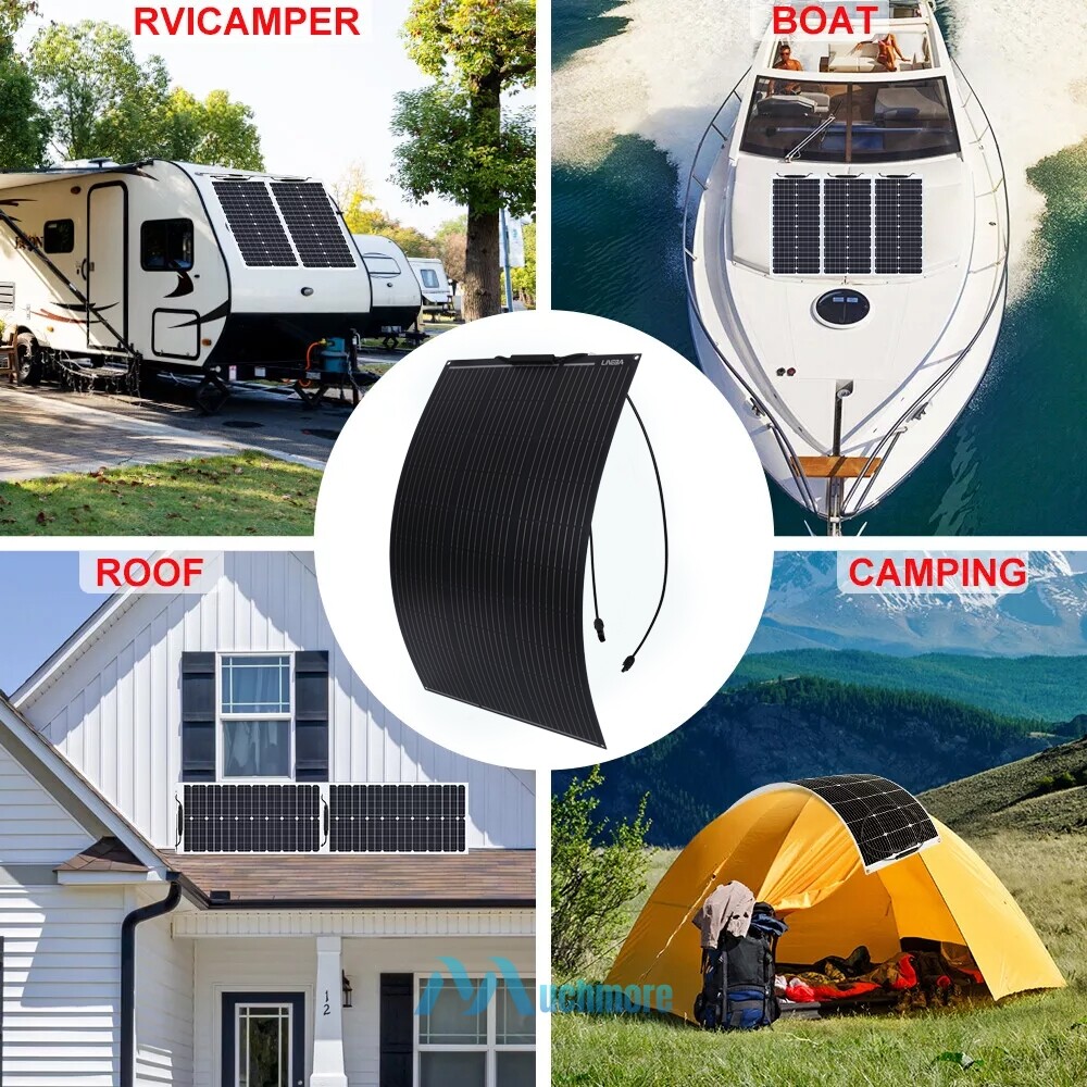 100W 200W Flexible Monocrystalline Solar Panel Kit 18V for Home/Caravan/RV/Boat