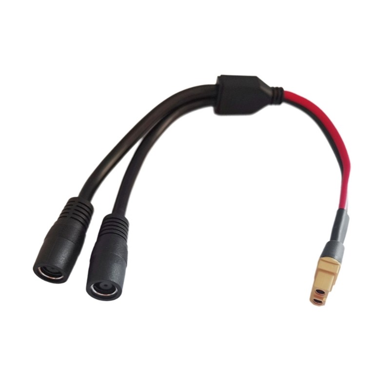 XT60 Female to Double DC8mm 7.9×0.9mm Cable 12AWG Extension for Solar Generator