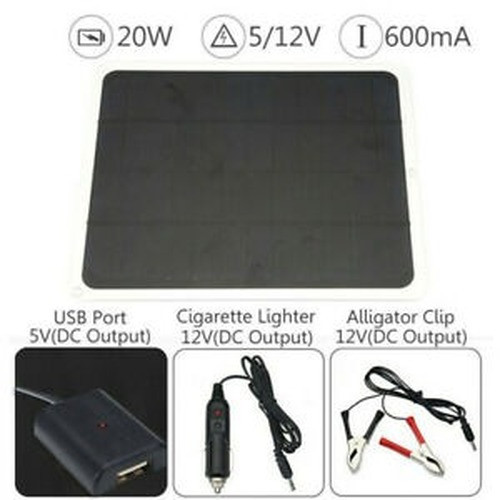 Outdoor 20W Solar Panel Trickle Battery Charger Power Supply Car Boat Yacht 12V