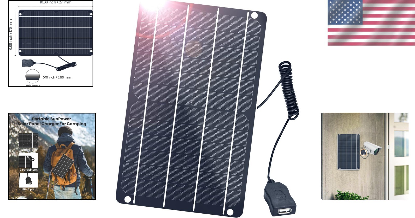 High-Efficiency 6W Solar Panel – Lightweight, USB-Powered & Waterproof