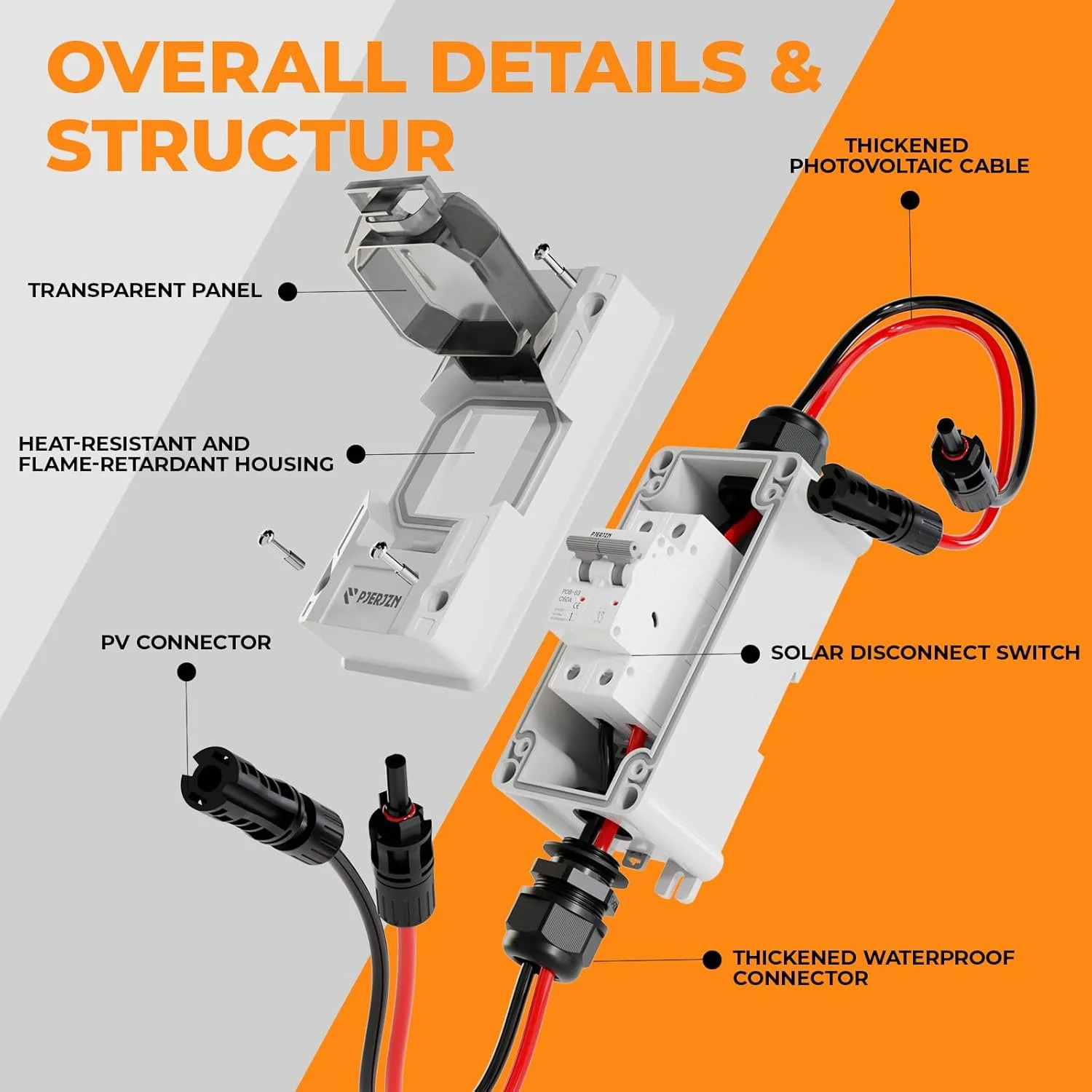 Solar Panel Disconnect Switch 10-60A 1000V Solar Disconnect Switch Outdoor PV Is
