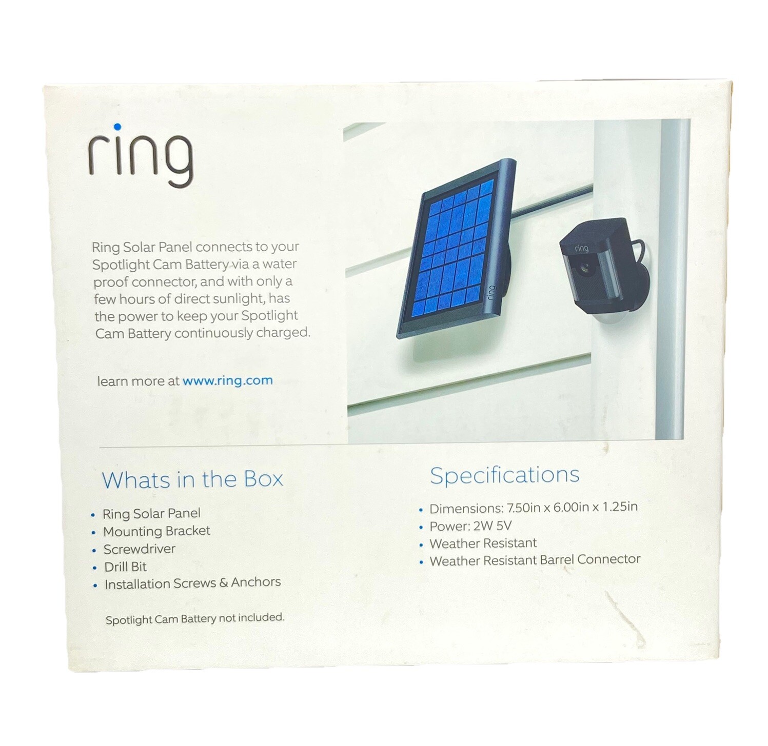 Solar Panel for Ring Spotlight Cam Battery and Stick Up Cam Battery – (BLACK)
